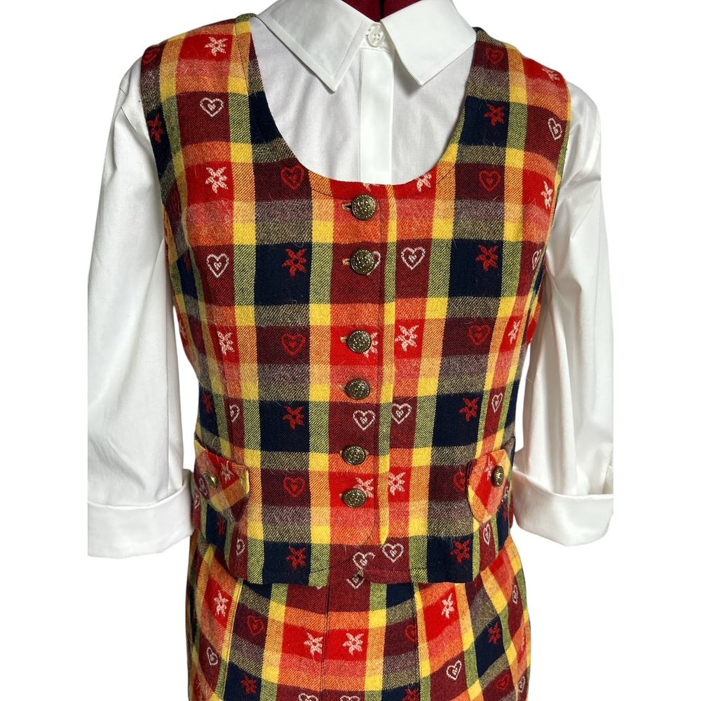 Vintage Handmade Set Size 8-10 Wool Blend Tartan Pleated Skirt‎ & Matching Vest - Picture 4 of 6